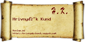 Hrivnyák Kund névjegykártya